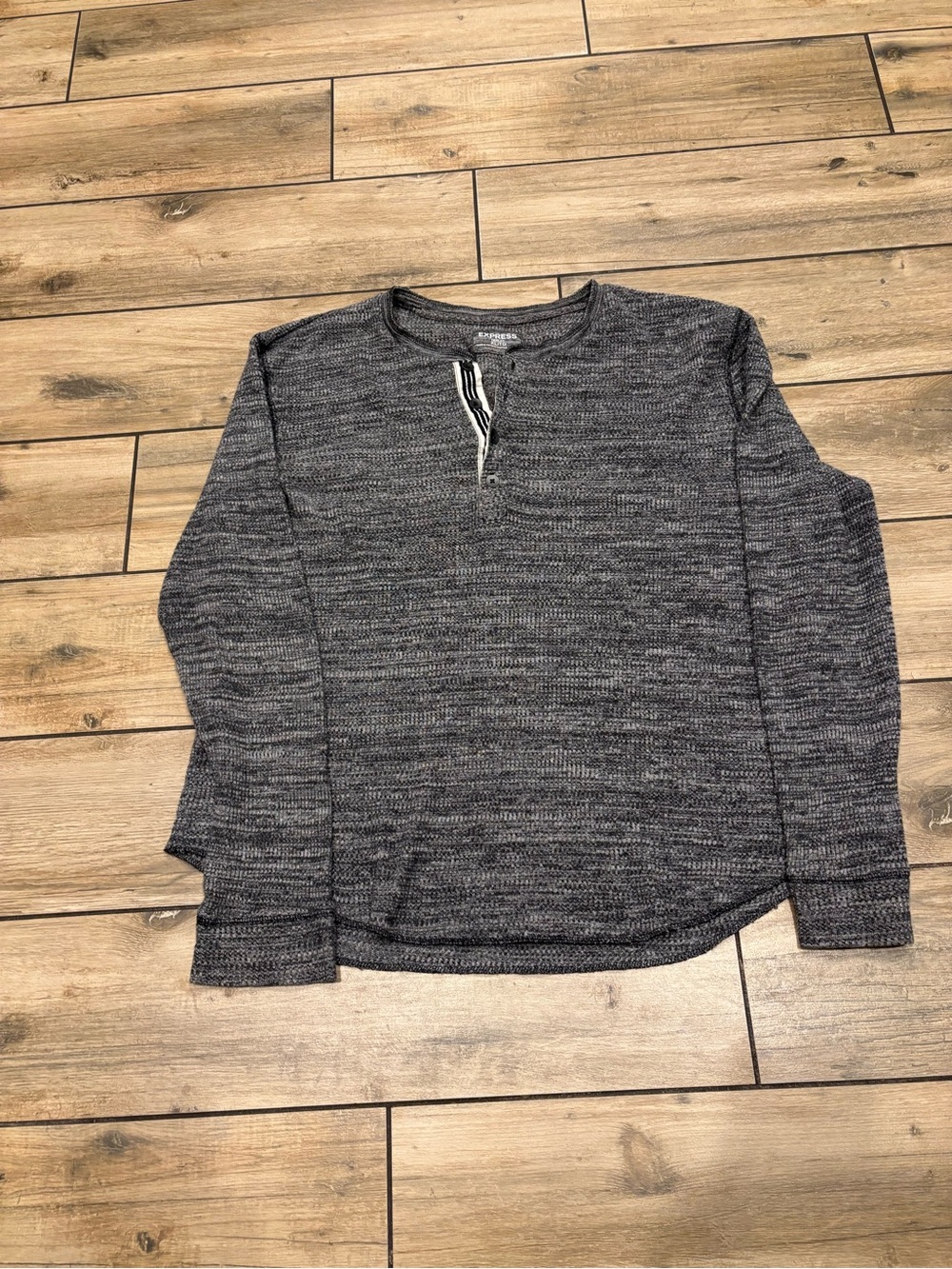 Express Long Sleeve Thermal Waffle Knit Striped Henley Shirt Size XL